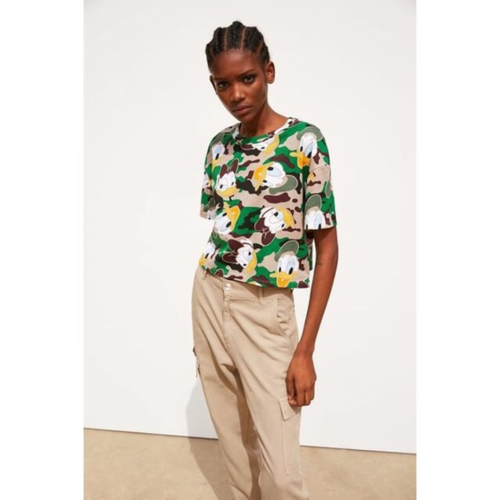 ZARA x Disney Donald Duck Camo Crop Top